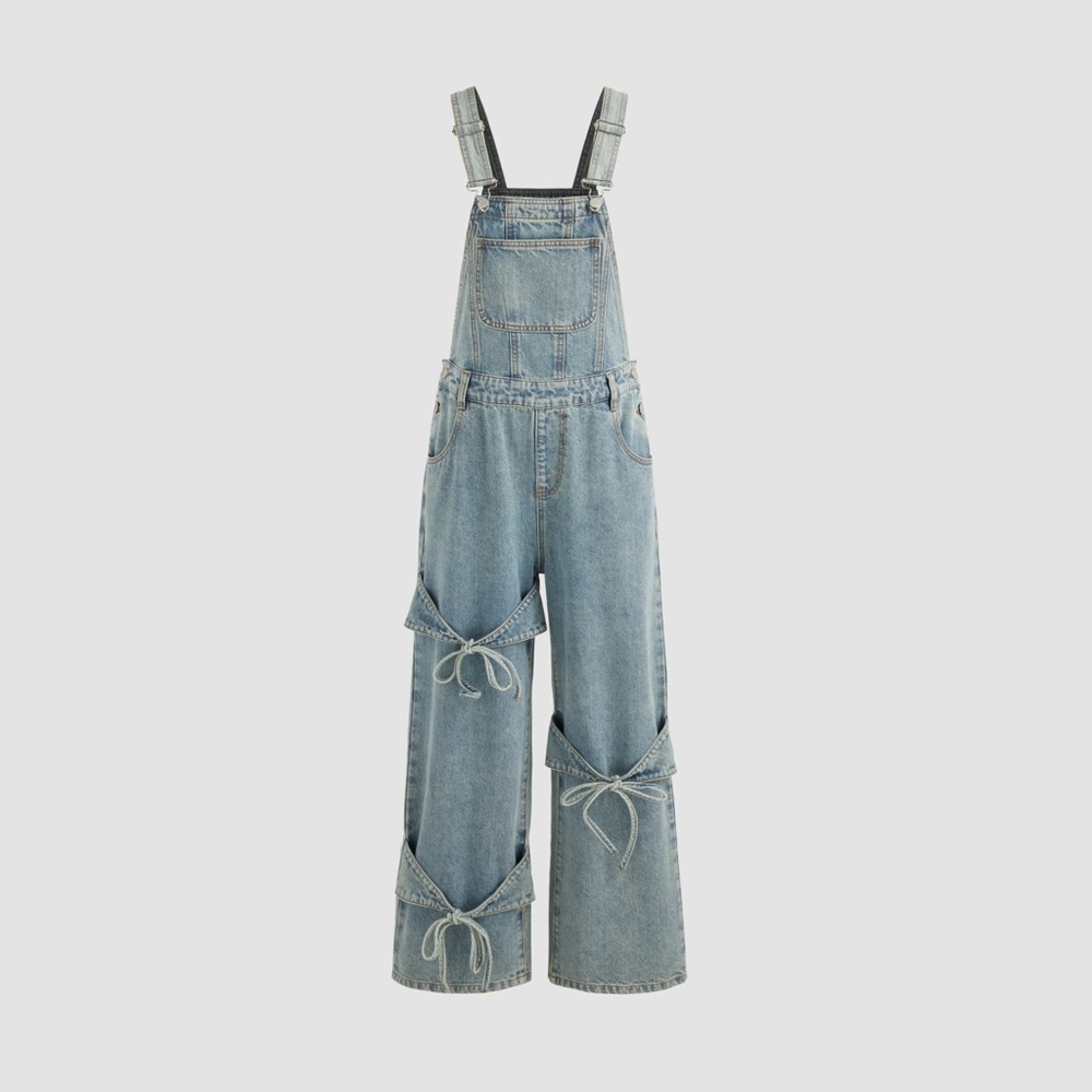 Bow-Knot Denim Overalls